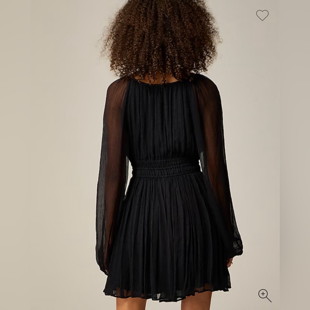 J Crew Elena Long Sleeve Black Chiffon Dress - Picture 3 of 13